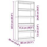 Book Cabinet/Room Divider White 80x30x167.4 cm Solid Wood Pine 808199