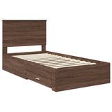 Bed Frame Brown Oak and Silver 90 x 200 cm Engineered Wood 3411347
