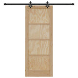 Sliding Door Natural and Black 78 x 202 cm Solid Pine Wood 3333526