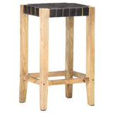 Bar Stools 2 pcs Black Real Leather 75 cm 321835