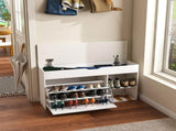 Entryway Bench with Storage,Adjustable 3-Tier Flip-Up Drawers & Hidden Cabinet,Space-Saving W1196P519994