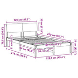 Bed frame Brown and light grey 120 x 200 cm Solid pine wood 878539