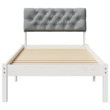 Bed frame White and light grey 75 x 190 cm Solid pine wood 878653