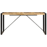 Dining Table Brown and Black Solid Mango Wood and Powder-Coated Steel 247417