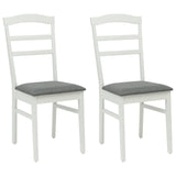 Dining Chair 2 pcs White and Grey Solid Rubber Wood 42020496