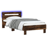 Bed Frame with LED Smoked Oak 80 x 200 cm Engineered Wood 8008991