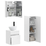 Bathroom Furniture Set 4 pcs White Engineered Wood and Glass 3407471