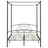 284443 Canopy Bed Frame without Mattress Grey Metal 140x200 cm