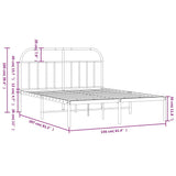 Metal Bed Frame without Mattress with Headboard Black 150x200cm 353637