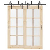 Sliding Door Hardware Kit 200 cm Steel Black 3295722