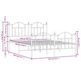 Metal Bed Frame without Mattress with Footboard Black 140x190cm 353457