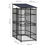 Outdoor Dog Kennel with Roof Steel 1.84 m 3097946