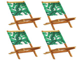 Folding Garden Chairs 4 pcs Green Fabric and Solid Wood 3214649