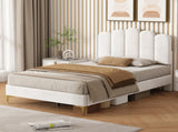 3ft Single Premium Velvet Upholstered Bed Frame with Scalloped Channel Tufted Design, Height N652P411464W