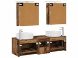 Bathroom Furniture Set 5 pcs Old Wood Engineered Wood and Glass 3407085