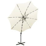 ZNTS Cantilever Garden Parasol with Pole and LED Lights Sand 300 cm 312336