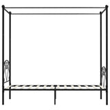 284433 Canopy Bed Frame without Mattress Black Metal 90x200 cm