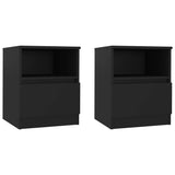Bed Cabinet Set of 2 Black Engineered Wood Compact Bed Cabinet 806160