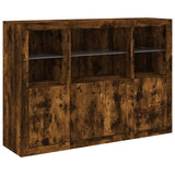 Sideboards with LED Lights 3 pcs Smoked Oak Engineered Wood 3209111