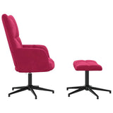 Relaxing Chair with a Stool Wine Red Velvet 328111