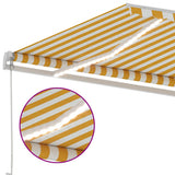 Manual Retractable Awning with LED 400x300 cm Yellow and White 3069543