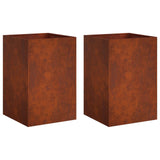 Garden Planter 2 pcs Rusty 50 x 50 x 75 cm Weathering Steel 8005399