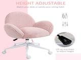 Makeup Vanity Chair, Cute Fluffy Desk Chair with Rolling Wheels for Bedroom Living Room, Pink T3398P328143