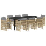Garden Dining Set 9 pcs Beige Powder-Coated Steel 3380672