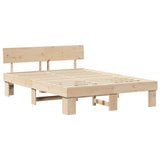 Bed Frame with Headboard Natural 140 x 200 cm Solid Pine Wood 872566