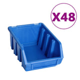 128 Piece Storage Bin Kit with Wall Panels Blue and Black 150808