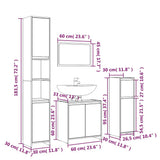 4 Piece Bathroom Furniture Set Smoked Oak Engineered Wood 3143928