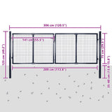Mesh Garden Gate Galvanised Steel 300x75 cm Grey 143362