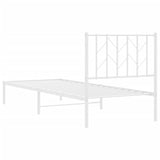 Metal Bed Frame without Mattress with Headboard White 80x200cm 374477