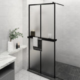 Walk-in Shower Wall with Shelf Black 90x195 cm ESG Glass&Aluminium 3185458