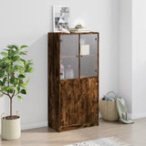 Highboard with Doors Smoked Oak 68x37x142 cm Engineered Wood 3295868