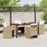 Garden Dining Set with Cushion 5 pcs Beige Poly Rattan 3379958
