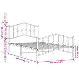 Metal Bed Frame without Mattress with Footboard White 100x200cm 373851