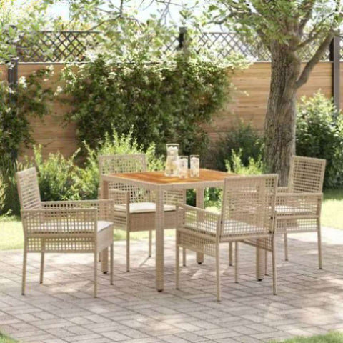 Garden Dining Set 5 pcs Beige Poly rattan 3334918