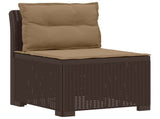 4-Seater Garden Sofa with Cushions Rattan Look PP Brown 3443984