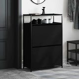 Shoe Cabinet Black Engineered Wood Compact Shoe Cabinet 840034