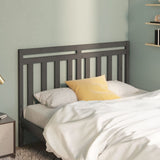 Bed Headboard Grey Solid pine wood Double Decorative Inlays 817787