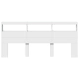 Headboard Cabinet with LED White 220x17x102 cm 839224