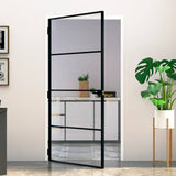 Interior Door Black 102x201.5 cm Tempered Glass&Aluminium 153661