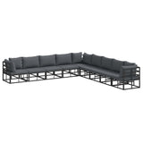 Garden Sofa Set with Cushion 9 pcs Black Aluminium 3378876