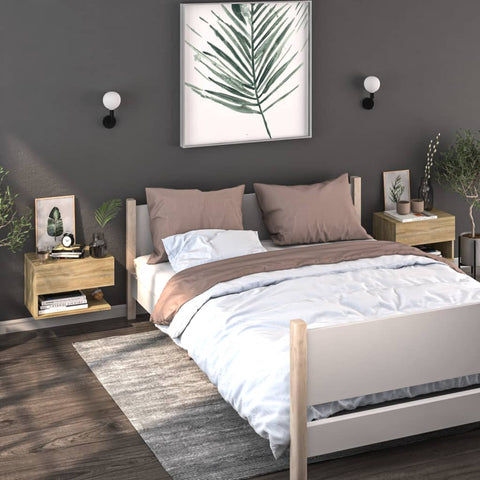 ZNTS Wall-mounted Bedside Cabinets 2 pcs Sonoma Oak 810960