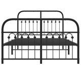 Metal Bed Frame without Mattress with Footboard Black 120x190cm 376615