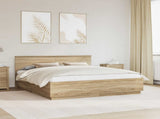 Bed Frame Sonoma Oak 200 x 200 cm Engineered Wood 3408133