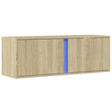 TV Wall Cabinet with LED Lights Sonoma Oak 100x31x35 cm 852266