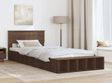 Bed Frame with Shelf Brown Oak 90 x 200 cm Engineered Wood 3408416
