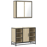 ZNTS 2 Piece Bathroom Furniture Set Sonoma Oak Engineered Wood 3300911